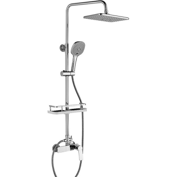 RS27-45 Смеситель одноручный (35мм) для душа с верхней лейкой "Тропический дождь" и 3-ф. лейкой, хро. Фото 1