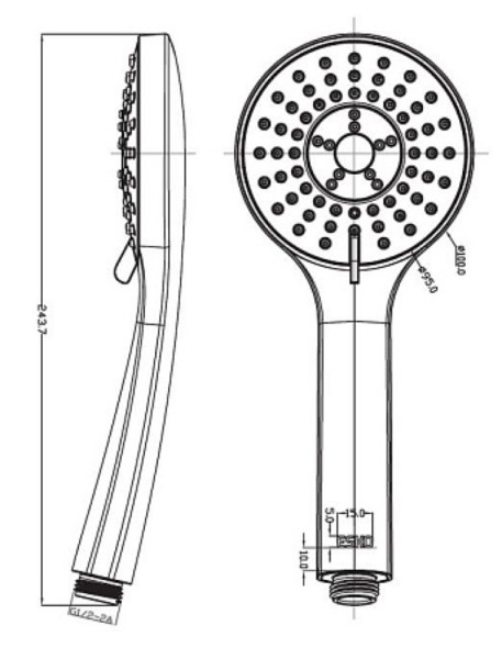 Ручной душ, 5 реж., диам, 100мм арт. SPL955, ESKO. Фото 2