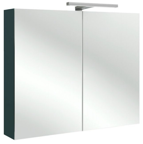 RYTHMIK EB796RU-E10 Зеркальный шкаф 80 см.Ш80*Г14,3*В65 см.2 дверцы с двойным зерк, 2 стекл полочки на отделение, магнит, флуоресцентная подсветка.. Фото 1