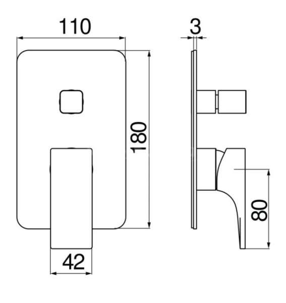 SE124100BM SEVEN смеситель для ванны (внешняя и скрытая часть) матовый черный. Фото 2