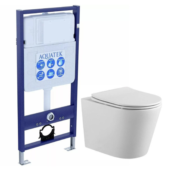 SET AQUATEK ВЕГА T (рама AQUATEK Standard INS-0000012 (без клавиши и крепежа)+Унитаз-компакт подвесной AQ1904T-00 TORNADO. Фото 1