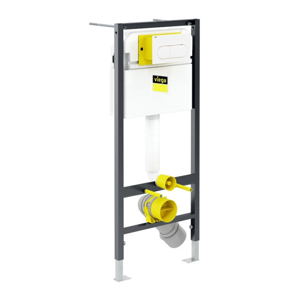 Сет для унитаза Viega Prevista Dry Visign for Life 6, с белой кнопкой. Фото 1