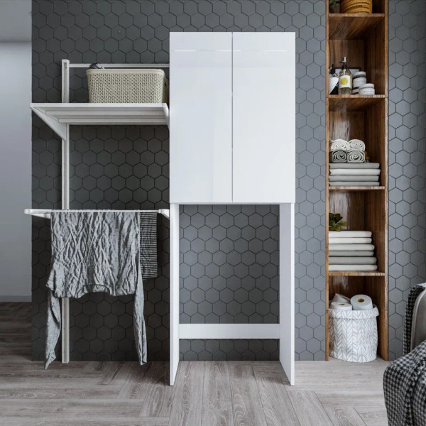 Шкаф над стиральной машинкой Бриклаер Хелена 64 см, белый. Фото 4