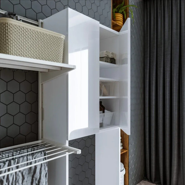 Шкаф над стиральной машинкой Бриклаер Хелена 64 см, белый. Фото 5