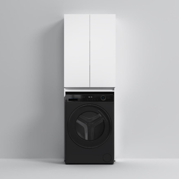 Шкаф над стиральной машиной с дверями, узкий, 65 см, белый. Фото 5