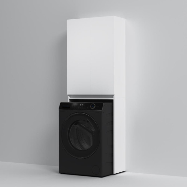 Шкаф над стиральной машиной с дверями, узкий, 65 см, белый. Фото 6