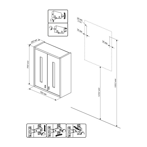 Шкаф навесной Бриклаер БАЛИ 65 см, венге/белый. Фото 2