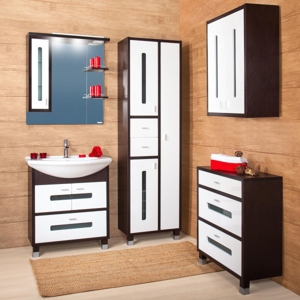 Шкаф навесной Бриклаер БАЛИ 65 см, венге/белый. Фото 3