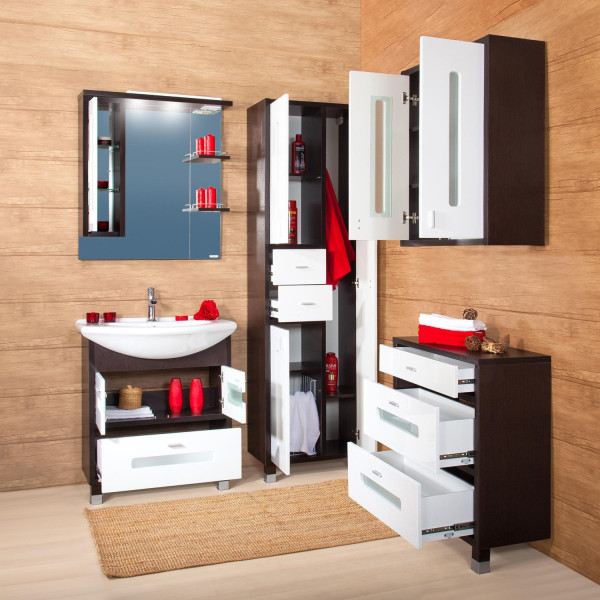 Шкаф навесной Бриклаер БАЛИ 65 см, венге/белый. Фото 4