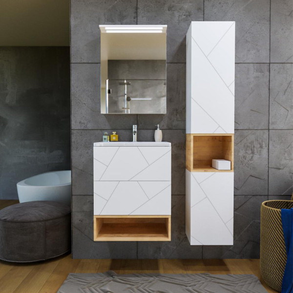 Шкаф навесной Бриклаер КРИСТАЛЛ 35х60 см, белый. Фото 4