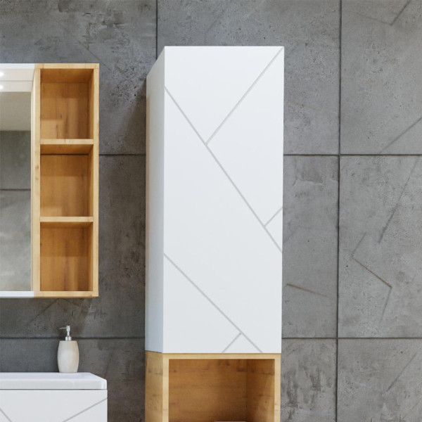 Шкаф навесной Бриклаер КРИСТАЛЛ 35х90 см, белый. Фото 1