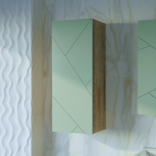 Шкаф навесной Бриклаер КРИСТАЛЛ 35х90 см, фисташковый. Фото 1