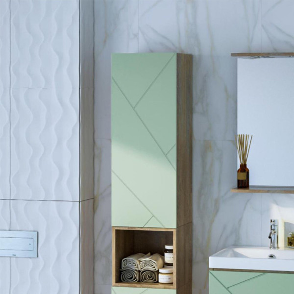 Шкаф навесной Бриклаер КРИСТАЛЛ 35х90 см, фисташковый. Фото 4