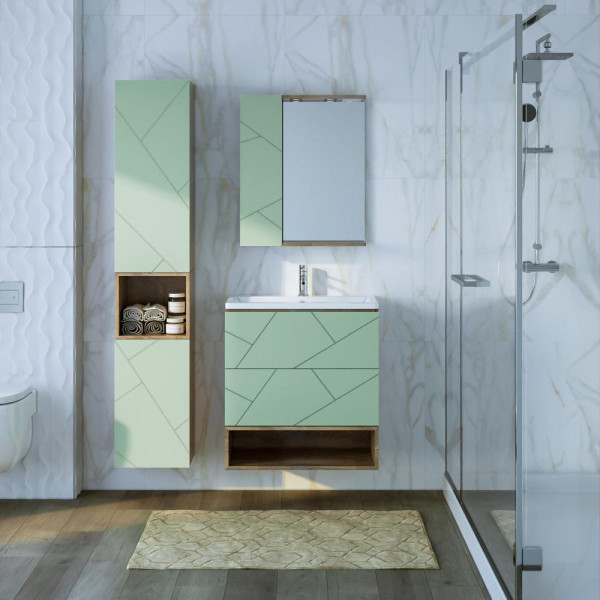 Шкаф навесной Бриклаер КРИСТАЛЛ 35х90 см, фисташковый. Фото 5