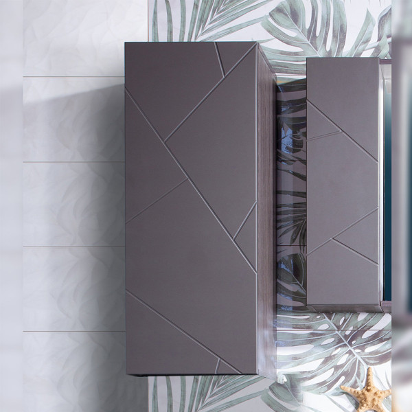 Шкаф навесной Бриклаер КРИСТАЛЛ 35х90 см, графит. Фото 1