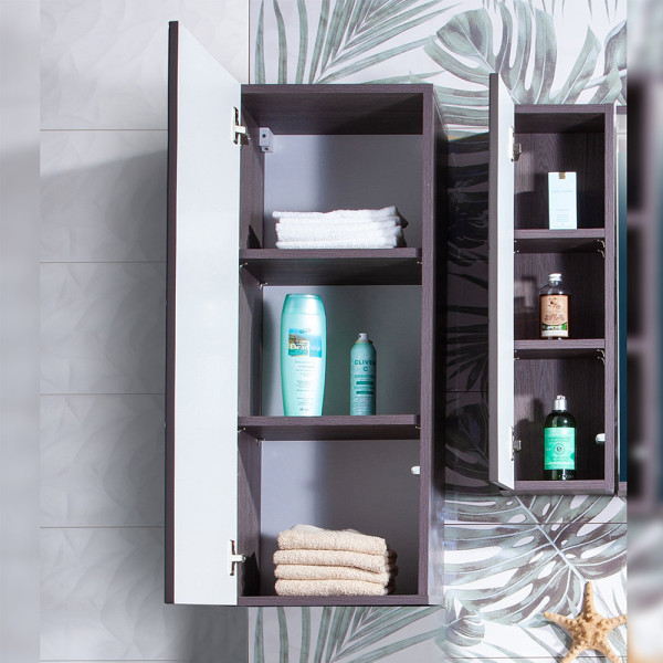 Шкаф навесной Бриклаер КРИСТАЛЛ 35х90 см, графит. Фото 3