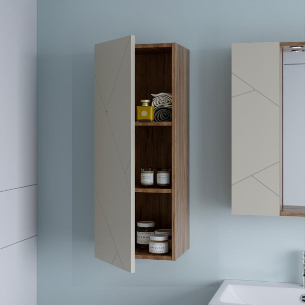 Шкаф навесной Бриклаер КРИСТАЛЛ 35х90 см, латте. Фото 3