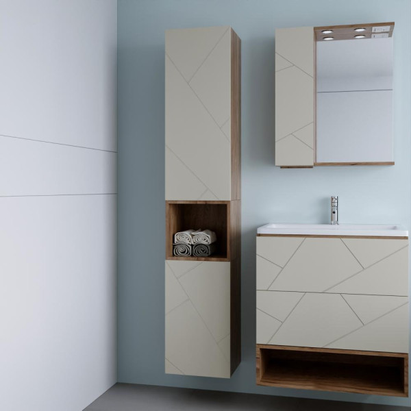 Шкаф навесной Бриклаер КРИСТАЛЛ 35х90 см, латте. Фото 4