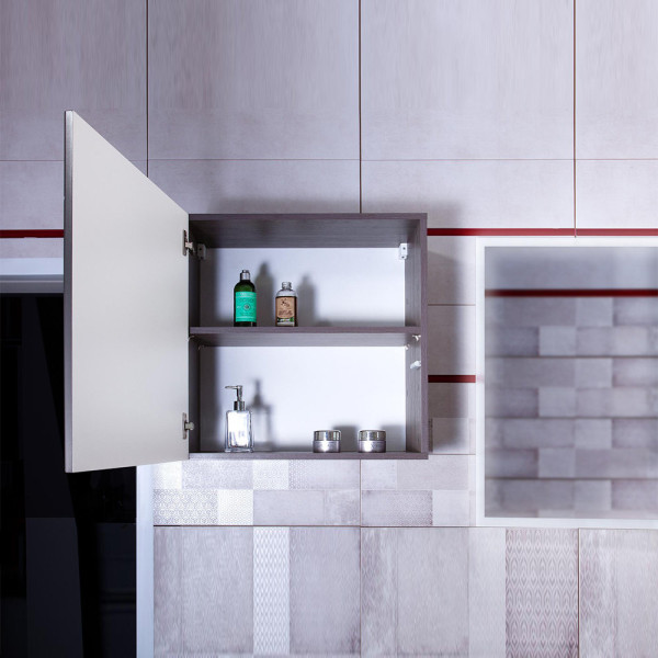 Шкаф навесной Бриклаер КРИСТАЛЛ 60 см, графит. Фото 3