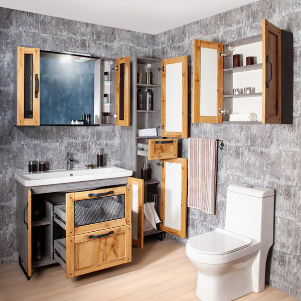 Шкаф навесной Бриклаер ЛОФТ 60 см, метрополитен грей. Фото 4