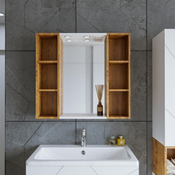 Шкаф навесной открытый Бриклаер КРИСТАЛЛ 20 см, дуб бунратти. Фото 4