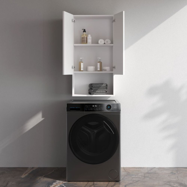 Шкаф навесной с дверками и открытой полкой, 50 см, белый глянец. Фото 2