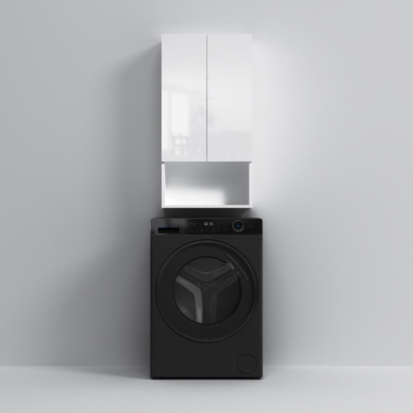 Шкаф навесной с дверками и открытой полкой, 50 см, белый глянец. Фото 5