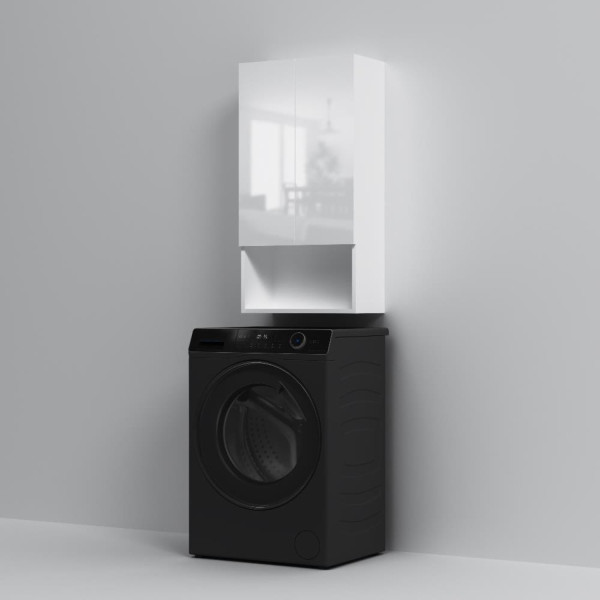 Шкаф навесной с дверками и открытой полкой, 50 см, белый глянец. Фото 6