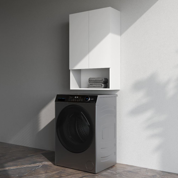 Шкаф навесной с дверками и открытой полкой, 60 см, белый глянец. Фото 3