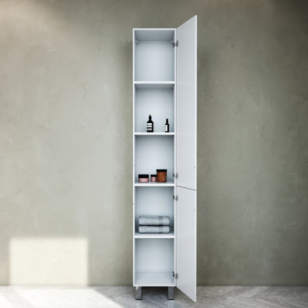 Шкаф-пенал напольный 30 см, правый, белый глянец. Фото 2