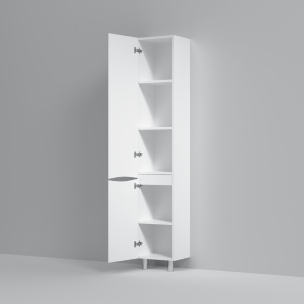 Шкаф-пенал напольный 35 см, левый, белый глянец. Фото 5