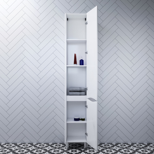 Шкаф-пенал напольный 35 см, правый, белый глянец. Фото 2