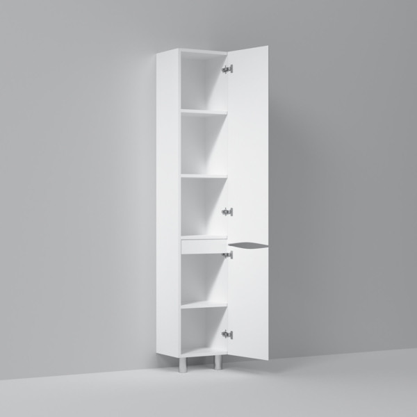 Шкаф-пенал напольный 35 см, правый, белый глянец. Фото 5