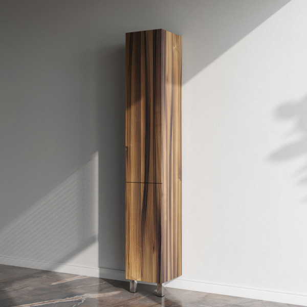 Шкаф-пенал, напольный, правый, 30 см, двери, push-to-open, орех. Фото 2