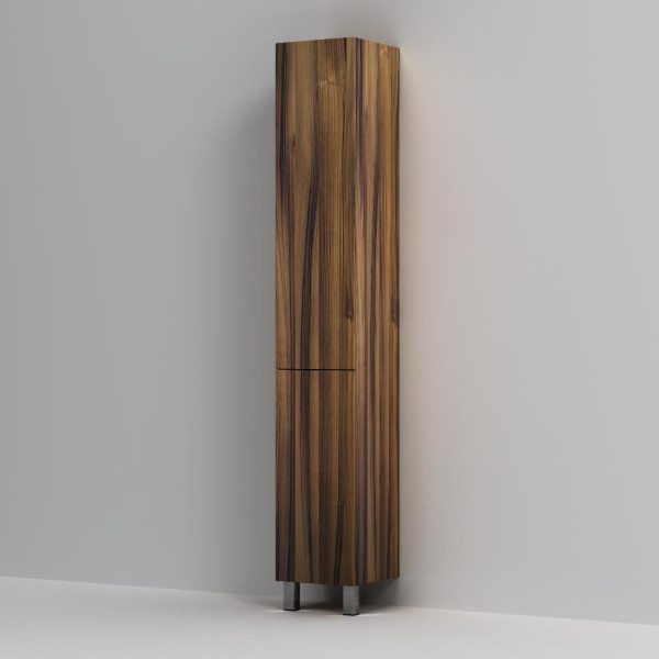 Шкаф-пенал, напольный, правый, 30 см, двери, push-to-open, орех. Фото 5