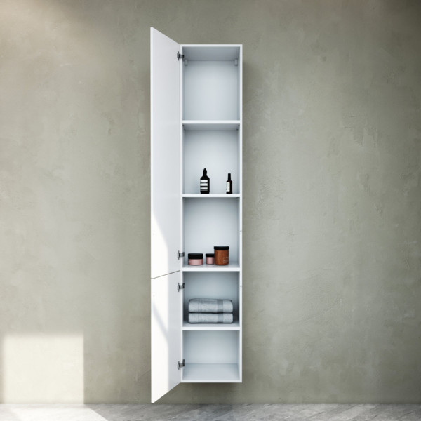 Шкаф-пенал подвесной 30 см, левый, белый глянец. Фото 2