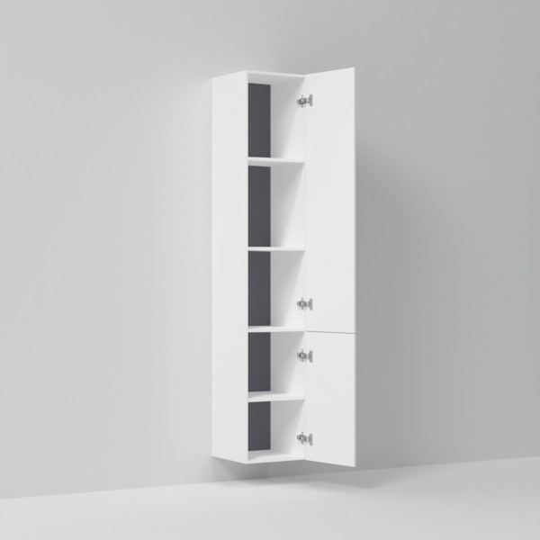 Шкаф-пенал подвесной 30 см, правый, белый глянец. Фото 4