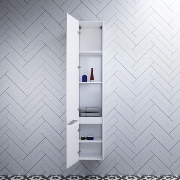 Шкаф-пенал подвесной 35 см, левый, белый глянец. Фото 2