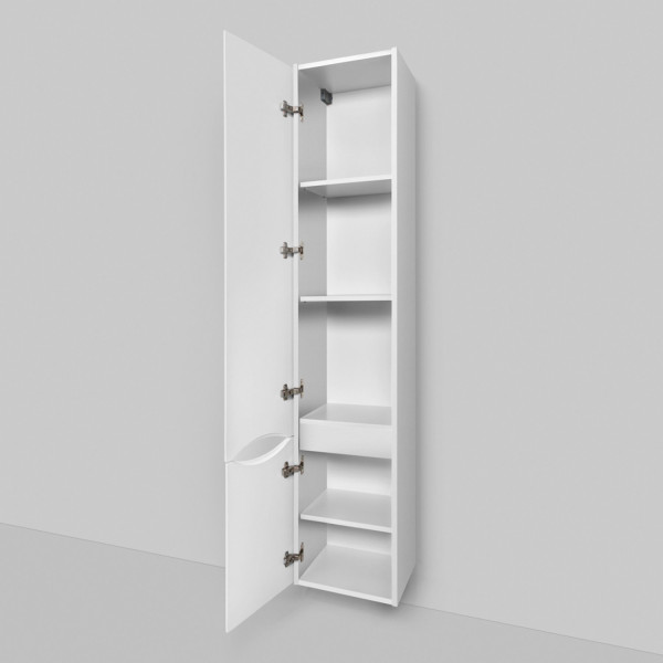 Шкаф-пенал подвесной 35 см, левый, белый глянец. Фото 4