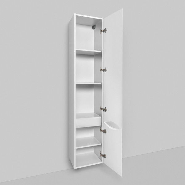 Шкаф-пенал подвесной 35 см, правый, белый глянец. Фото 4