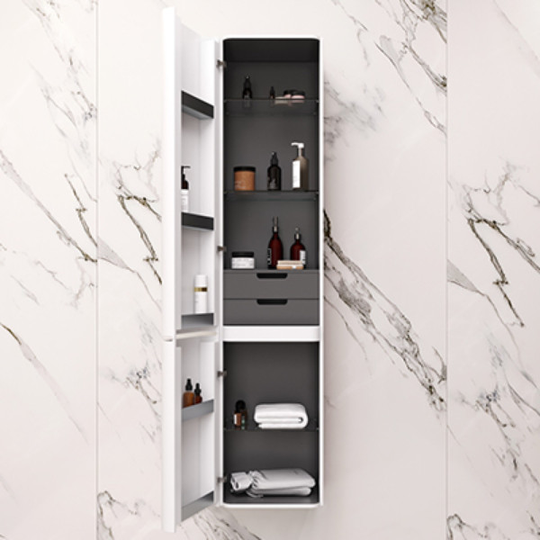 Шкаф-пенал подвесной 40 см, левый, белый глянец. Фото 2