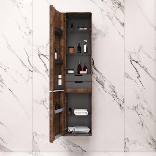 Шкаф-пенал подвесной 40 см, левый, орех. Фото 2