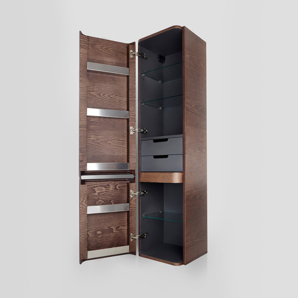 Шкаф-пенал подвесной 40 см, левый, орех. Фото 4