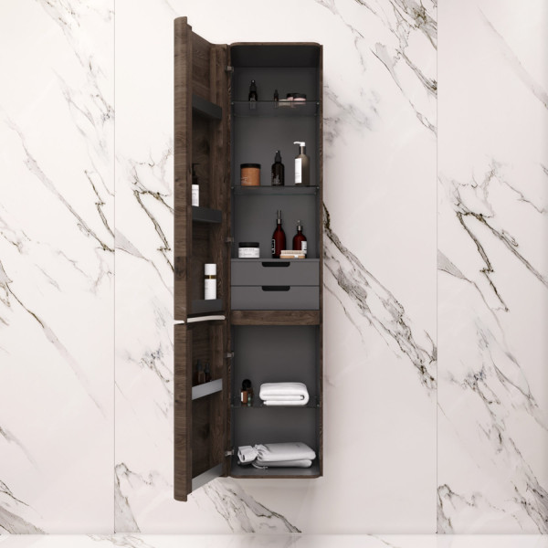 Шкаф-пенал подвесной 40 см, левый, табачный дуб. Фото 2