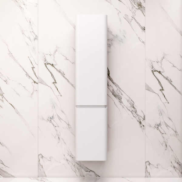 Шкаф-пенал подвесной 40 см, правый, белый глянец. Фото 1