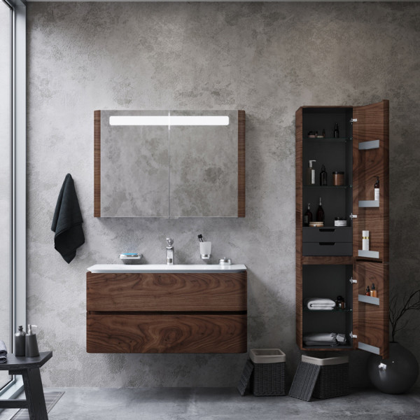 Шкаф-пенал подвесной 40 см, правый, орех. Фото 2