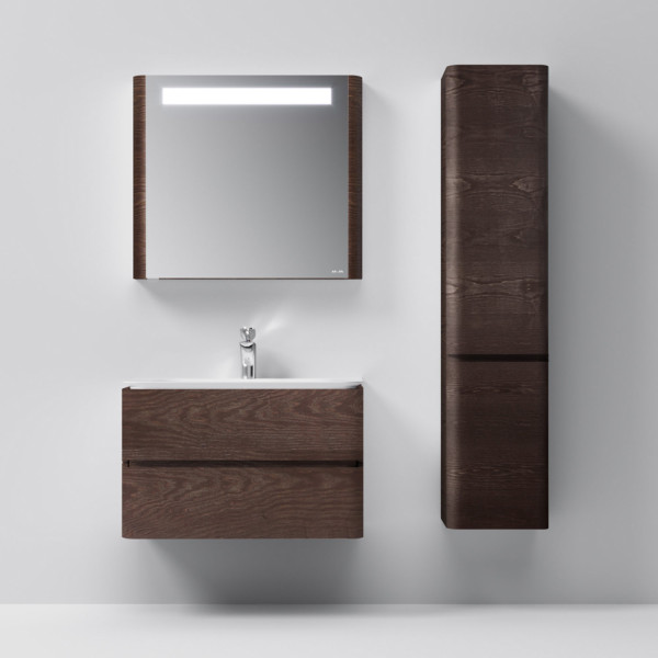 Шкаф-пенал подвесной 40 см, правый, табачный дуб. Фото 1