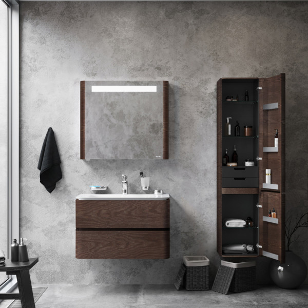 Шкаф-пенал подвесной 40 см, правый, табачный дуб. Фото 2