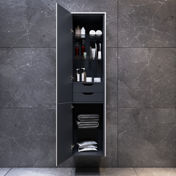 Шкаф-пенал подвесной 40 см, универсальный, белый матовый. Фото 2