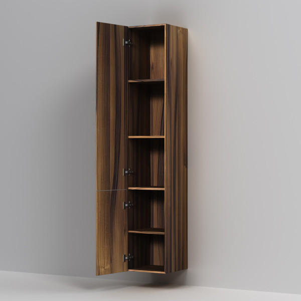 Шкаф-пенал, подвесной, левый, 30 см, двери, push-to-open, орех. Фото 6